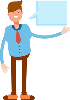 Businessman Character and Speech Bubble Illustration png
