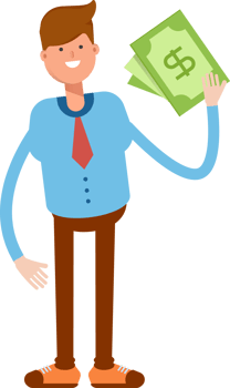 Businessman Character Holding Dollar Banknotes Illustration png
