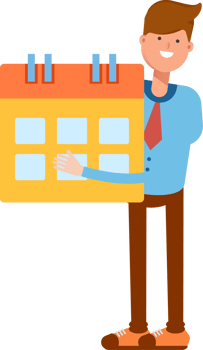 Businessman Character Holding Calendar Illustration png