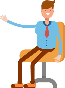Businessman Character Sitting on Office Chair Illustration png