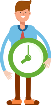 Blue Shirt Businessman Character Holding Clock Illustration png