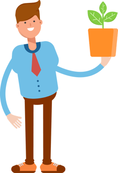 Businessman Character Holding Plant Pot Illustration png