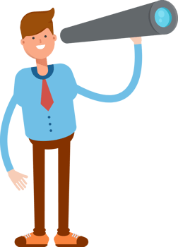 Businessman Character Using Binoculars Illustration png