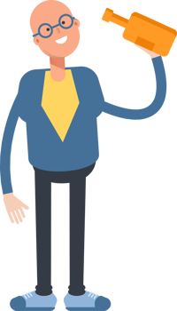 Blue Suit Bald Man Character Drinking Beer png