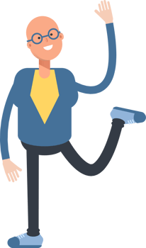 Blue Suit Bald Man Character Relaxing png