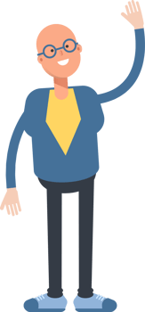 Blue Suit Bald Man Character Raising Hand Illustration png