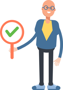 Blue Suit Bald Man Character Showing Check Mark png