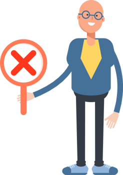 Blue Suit Bald Man Character Showing Wrong Mark png