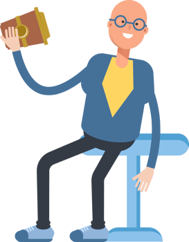 Bald Man Character Drinking Coffee Illustration png
