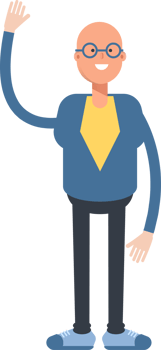 Bald Man Character Raising One Hand Illustration png