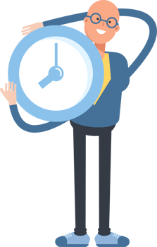 Bald Man Character Holding Clock Illustration png