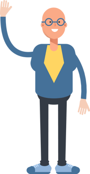 Blue Suit Bald Man Character Greeting png