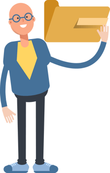 Blue Suit Bald Man Character Holding Folder png