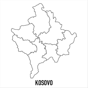 Kosovo - solid black outline border map of country area. Simple flat illustration vector