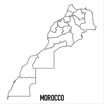 Morocco - solid black outline border map of country area. Simple flat illustration vector