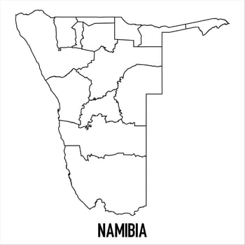 Namibia - solid black outline border map of country area. Simple flat illustration vector