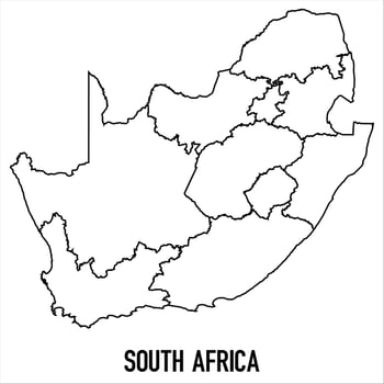 South Africa - solid black outline border map of country area. Simple flat illustration vector
