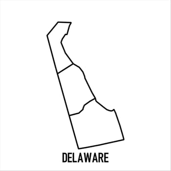 Delaware - solid black outline border map of country area. Simple flat illustration vector
