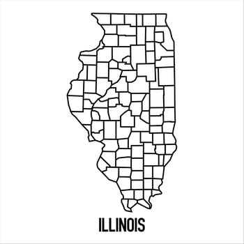 Illinois - solid black outline border map of country area. Simple flat illustration vector