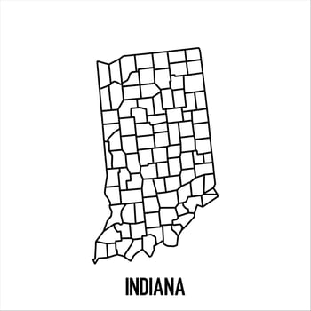Indiana - solid black outline border map of country area. Simple flat illustration vector