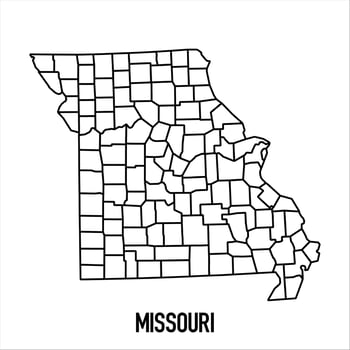 Missouri - solid black outline border map of country area. Simple flat illustration vector