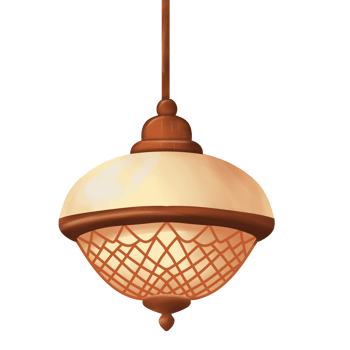 a Hanging Vintage lamp with a white and brown design png