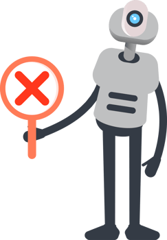 White Humanoid Robot Character Showing Wrong Mark png
