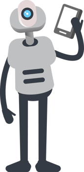 Robot Character Talking on Smartphone Avatar png