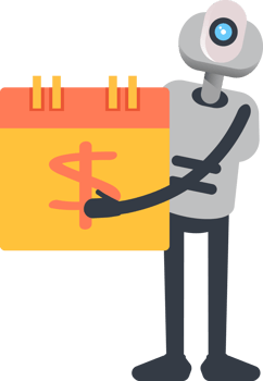 White Humanoid Robot Character and Payment Date Calendar png