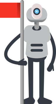 White Humanoid Robot Character Holding Flag Pole png