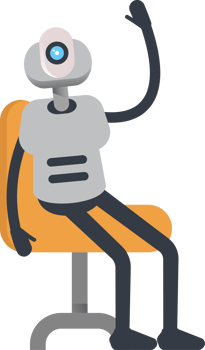 White Humanoid Robot Character Sitting on Chair png