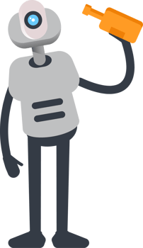 White Humanoid Robot Character Drinking Beer png