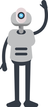 White Humanoid Robot Character Raising Hand Illustration png
