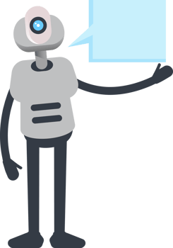 White Humanoid Robot Character and Speech Bubble png