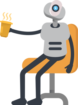 White Humanoid Robot Character Drinking Coffee png