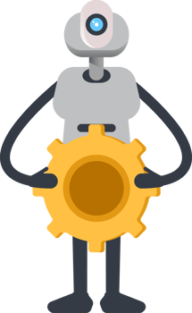 White Humanoid Robot Character Holding Gear png