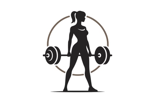 Woman lifting weights silhouette on white background vector