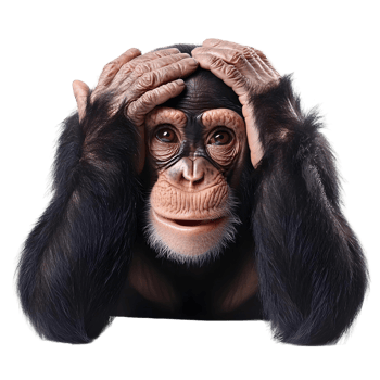 Curious Baby Chimp Holding Head with Cute Expression png