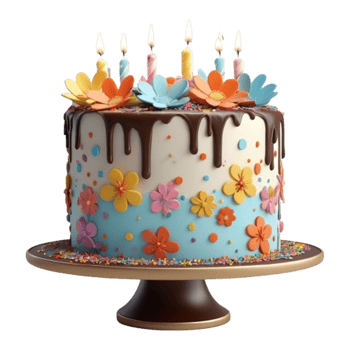 Bright and Colorful Birthday Cake png