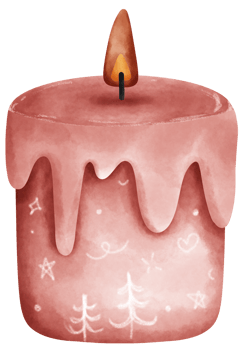 Isolated cute watercolor style pink aromatic candle with flame in transparent background png