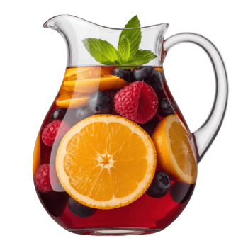 Refreshing fruit-infused beverage in a glass pitcher isolated on transparent background png