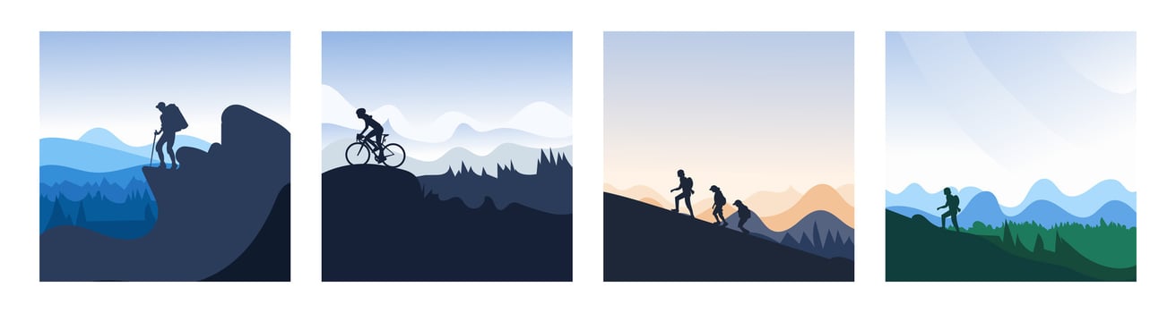 Mountain Adventures Hiking, Biking, and Scenic Views vector