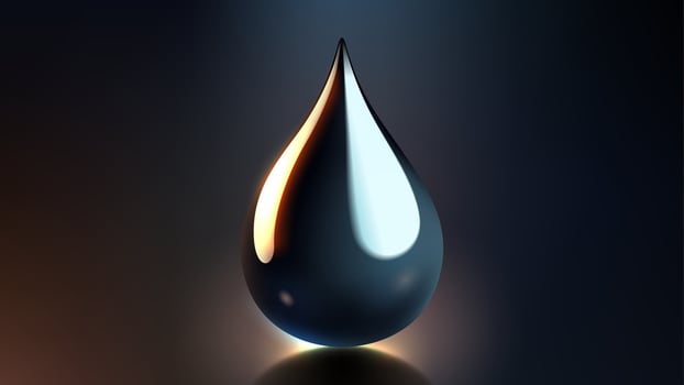 High Quality Crude Oil Drop Isolated on Dark Background, Shiny Droplet, Illustration vector