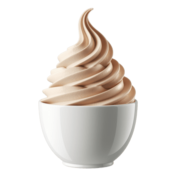 Creamy swirl of frozen dessert in a petite white bowl png