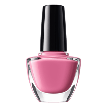 Bottle of pink nail polish with black cap isolated on transparent background png