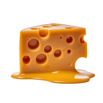A block of Swiss cheese with an eaten corner has holes in the block isolated on transparent background png