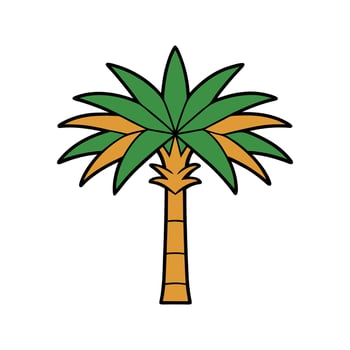 Artistic Outline Design of California Fan Palm. Cartoon Art Tree Illustration. vector