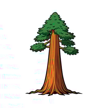 Stylish Giant Sequoia Tree Illustration. Cartoon Art Tree Illustration. vector
