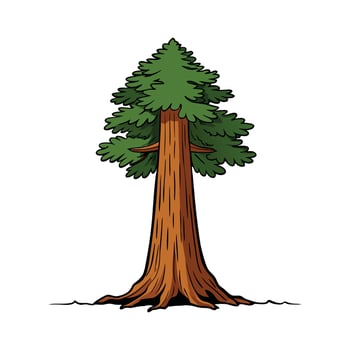 Distinct Giant Sequoia Tree Outline Art. Cartoon Art Tree Illustration. vector