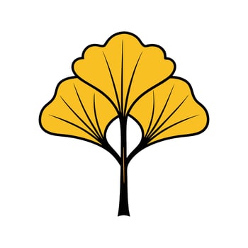 Distinct Ginkgo Tree Outline Art. Cartoon Art Tree Illustration. vector